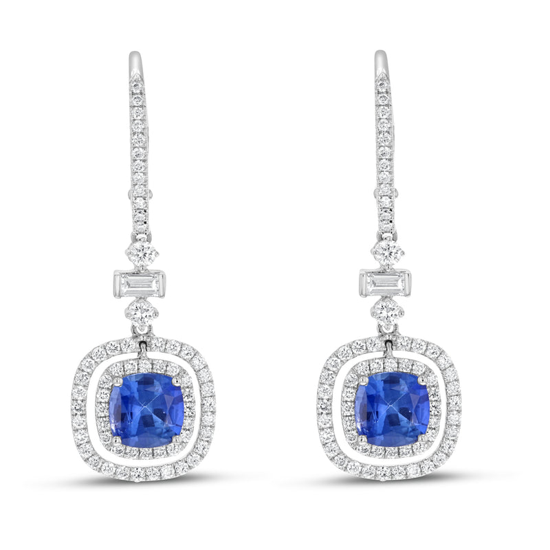 Diamond and Sapphire Drop Earrings - R&R Jewelers 