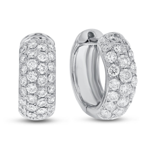 Four Row Diamond Huggie Earrings - R&R Jewelers 