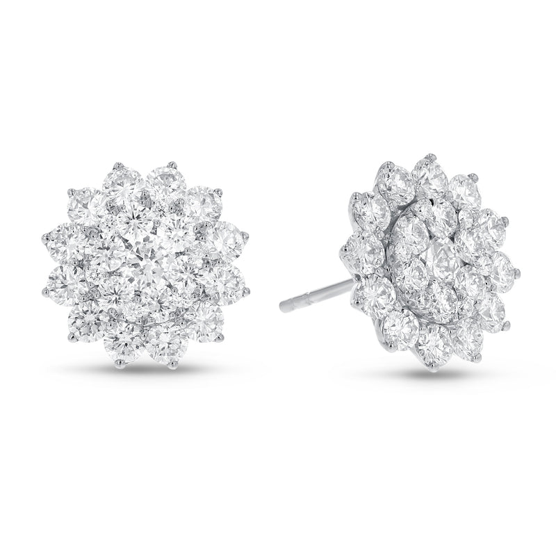 Sunshine Diamond Cluster Stud Earrings - R&R Jewelers 