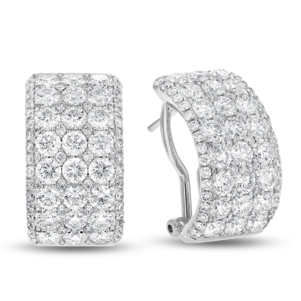Five Row Diamond Omega Back Earrings - R&R Jewelers 