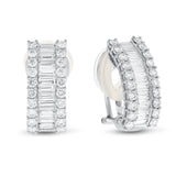 Baguette and Round Diamond Omega Back Earrings - R&R Jewelers 