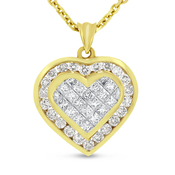 Invisible Set Diamond Heart Pendant - R&R Jewelers 