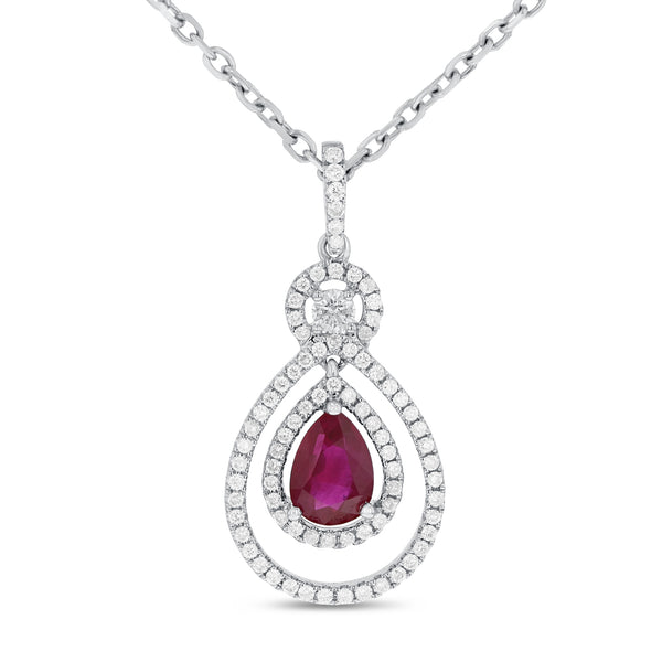 Pear Shape Ruby Drop Pendant - R&R Jewelers 