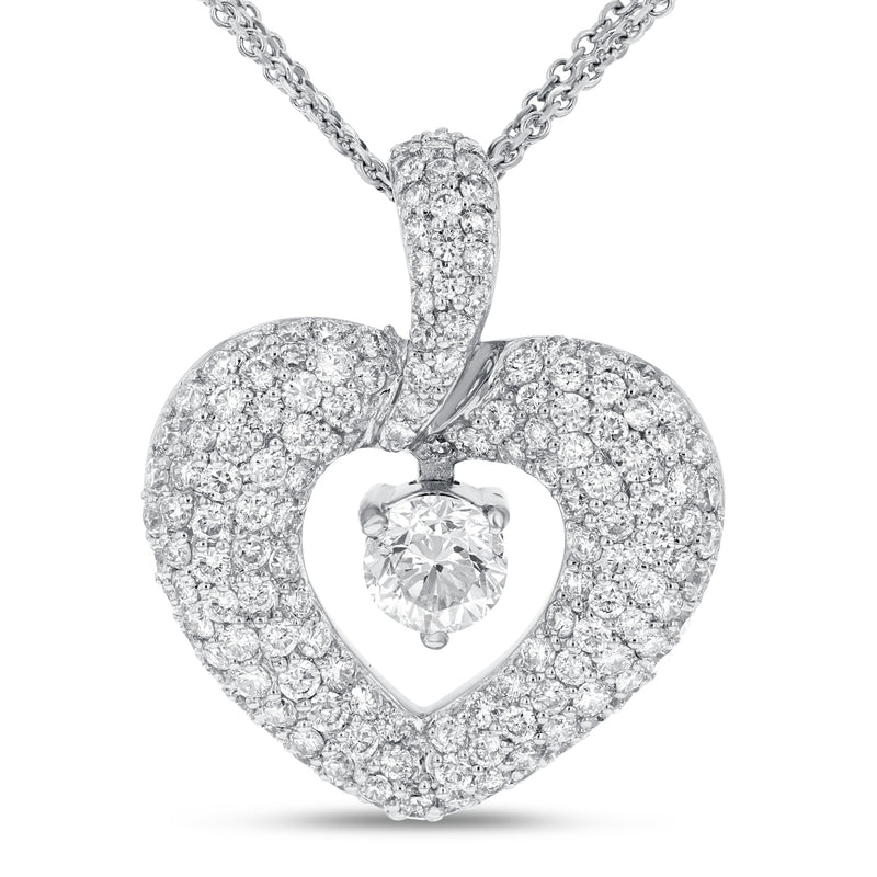 Diamond Pavé Heart Pendant - R&R Jewelers 