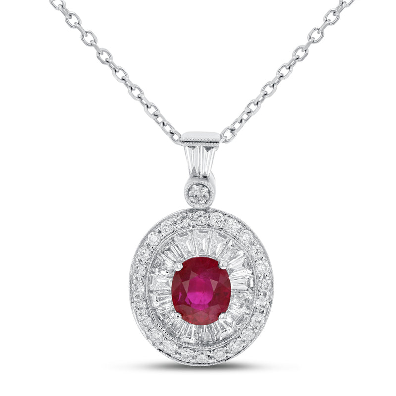 Diamond and Ruby Drop Pendant - R&R Jewelers 