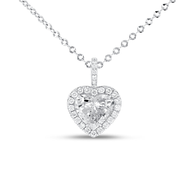 Diamond Halo Heart Shaped Pendant - R&R Jewelers 