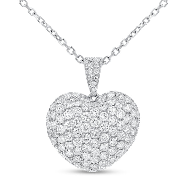 Puffed Diamond Heart Pendant - R&R Jewelers 