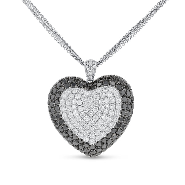 Black and White Diamond Heart Pendant - R&R Jewelers 