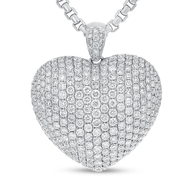 Diamond Puffed Heart Pendant - R&R Jewelers 