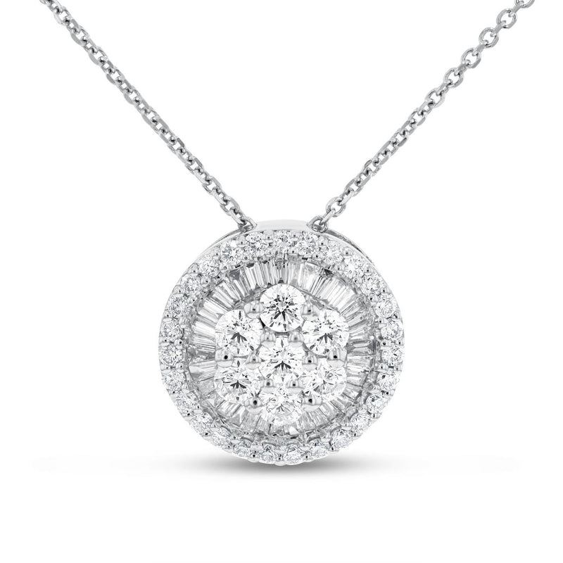 Round and Baguette Diamond Pendant - R&R Jewelers 