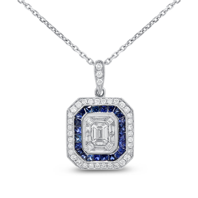 Diamond and Sapphire Illusion Set Pendant - R&R Jewelers 