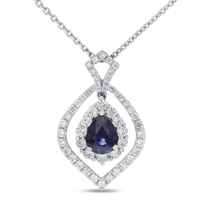 Diamond and Sapphire Drop Pendant - R&R Jewelers 