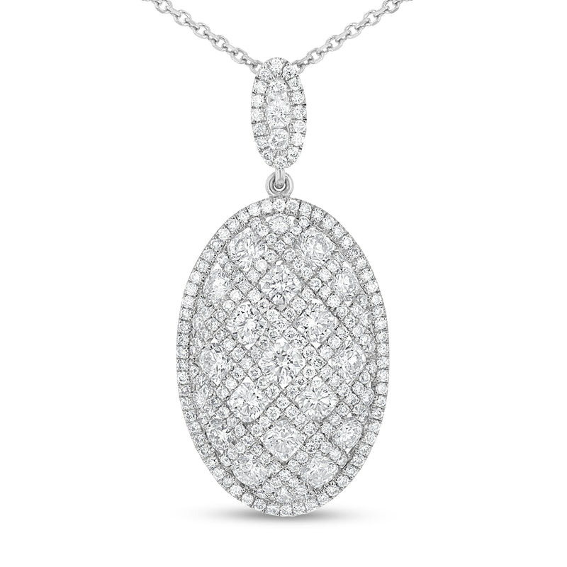 Oval Shape Diamond Drop Pendant - R&R Jewelers 