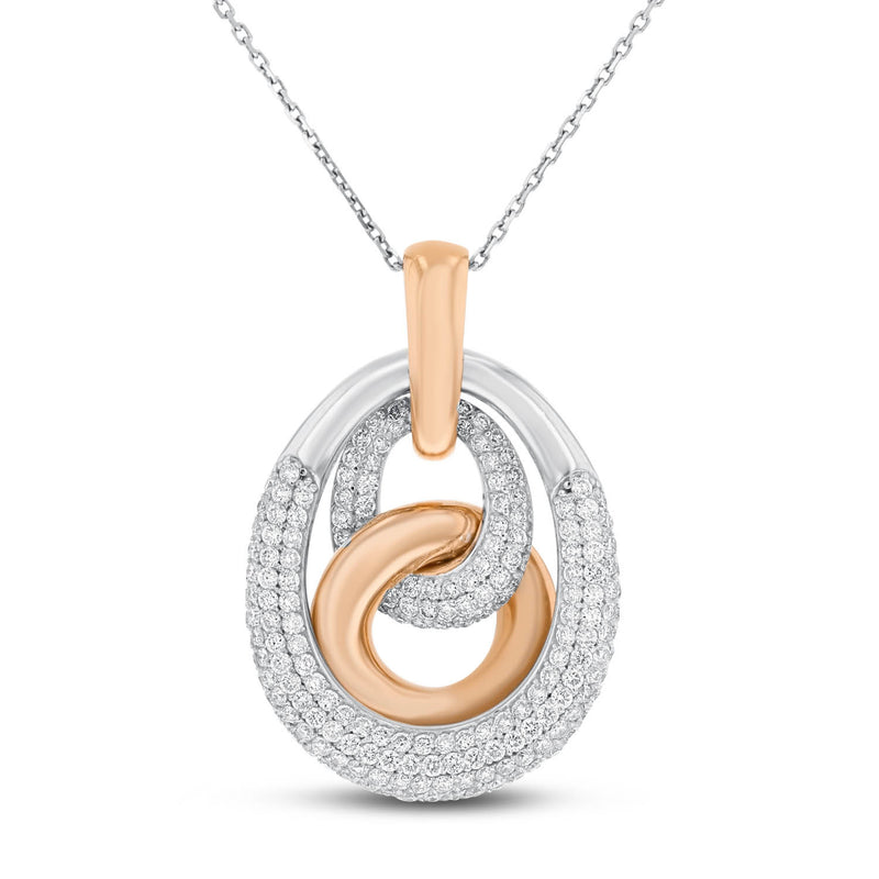 Two Tone Diamond Swirl Pendant, 2.21 Carats - R&R Jewelers 