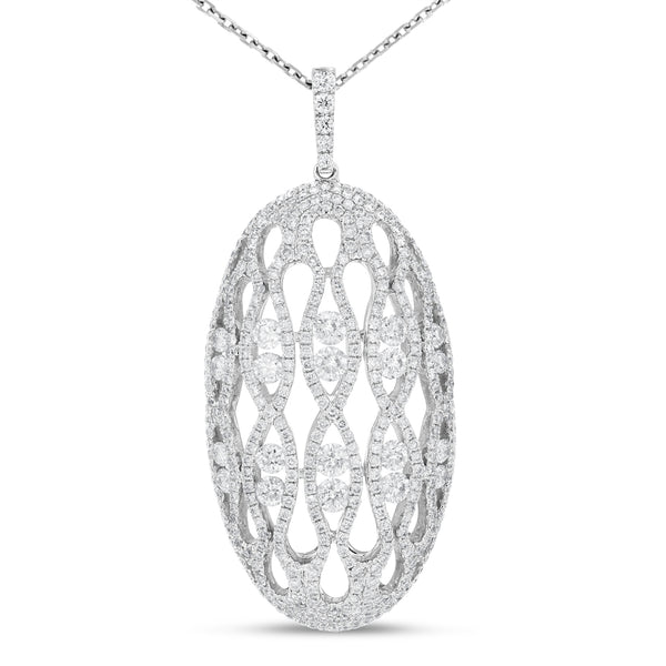 18K White Gold Diamond Pendant, 2.56 Carats - R&R Jewelers 