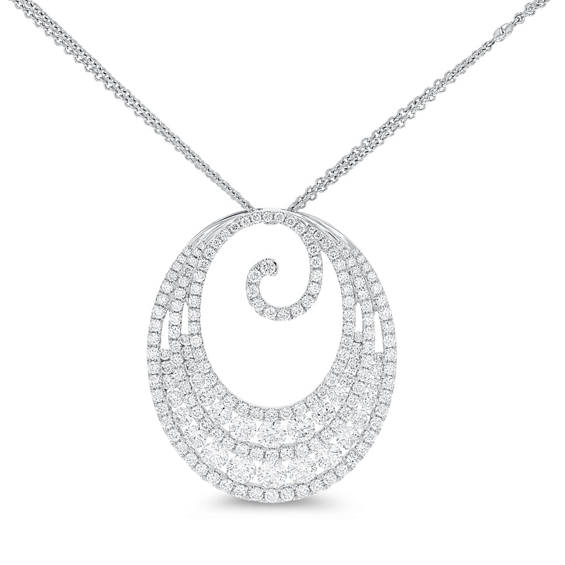 18K White Gold Diamond Pendant, 3.41 Carats - R&R Jewelers 