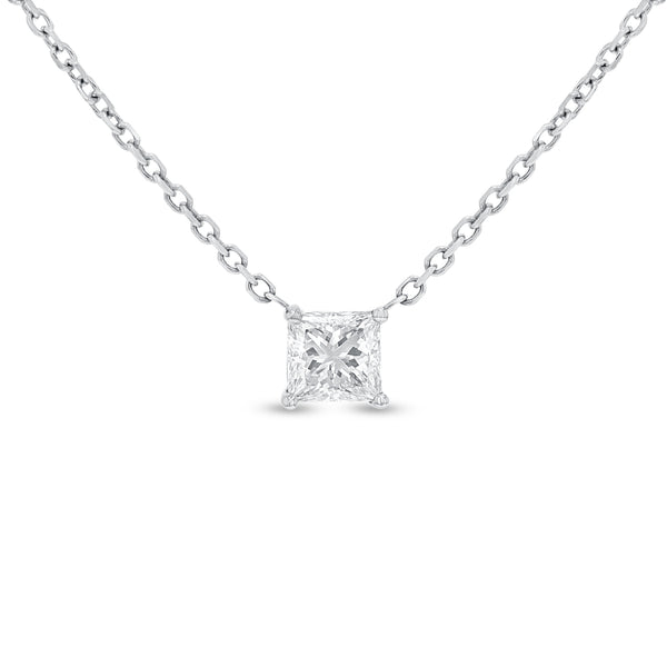 Princess Cut Diamond Solitaire Pendant - R&R Jewelers 