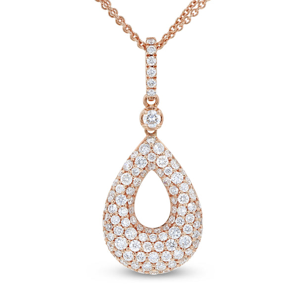 Diamond Pavé Tear Drop Pendant, 1.54 Carats - R&R Jewelers 