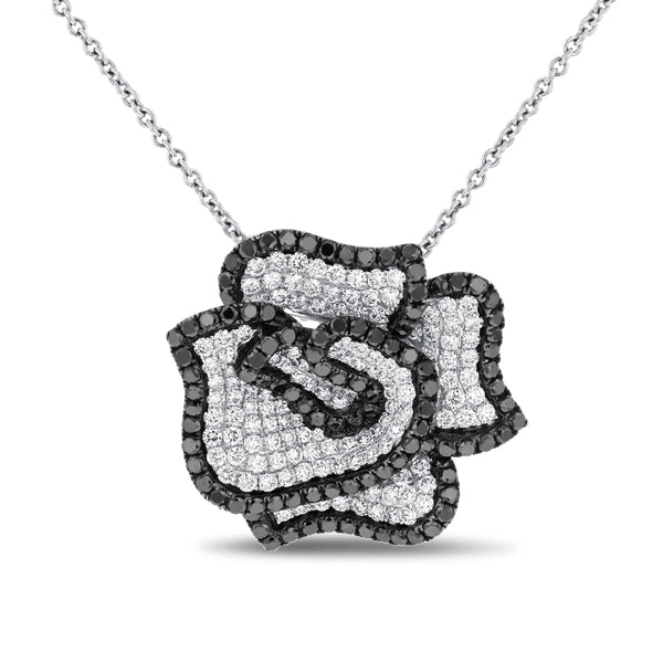 Black and White Diamond Floral Pendant - R&R Jewelers 