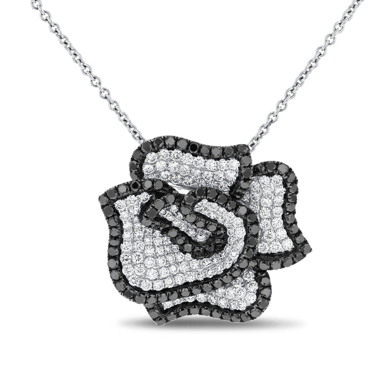 Black and White Diamond Floral Pendant - R&R Jewelers 