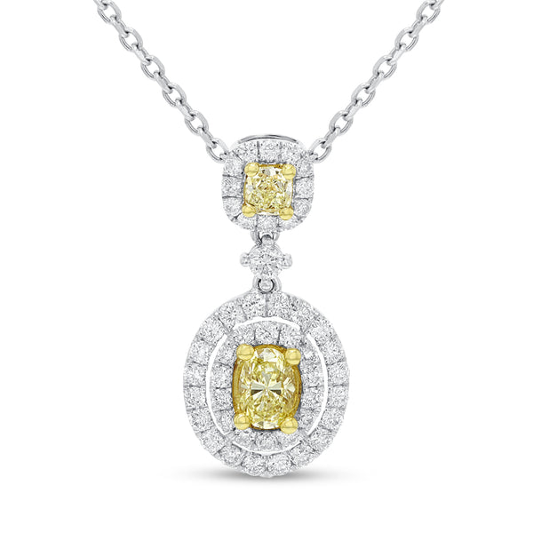 Yellow Diamond Halo Pendant - R&R Jewelers 