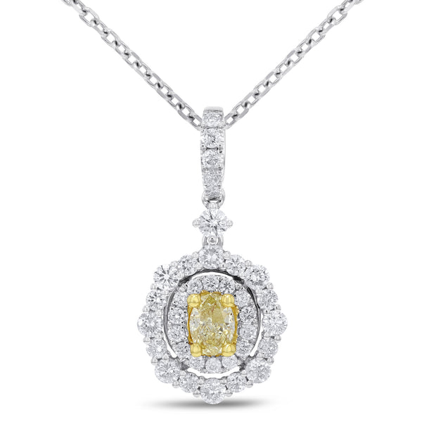 Yellow Diamond Halo Pendant - R&R Jewelers 