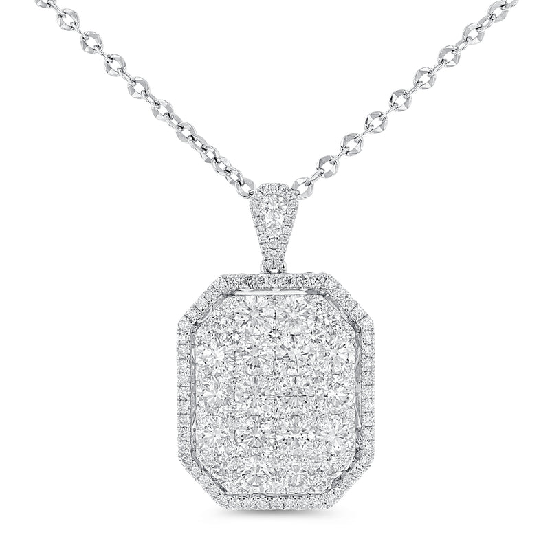 18K White Gold Diamond Pendant, 6.68 Carats - R&R Jewelers 