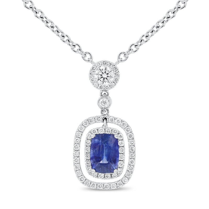 Diamond and Sapphire Drop Pendant - R&R Jewelers 