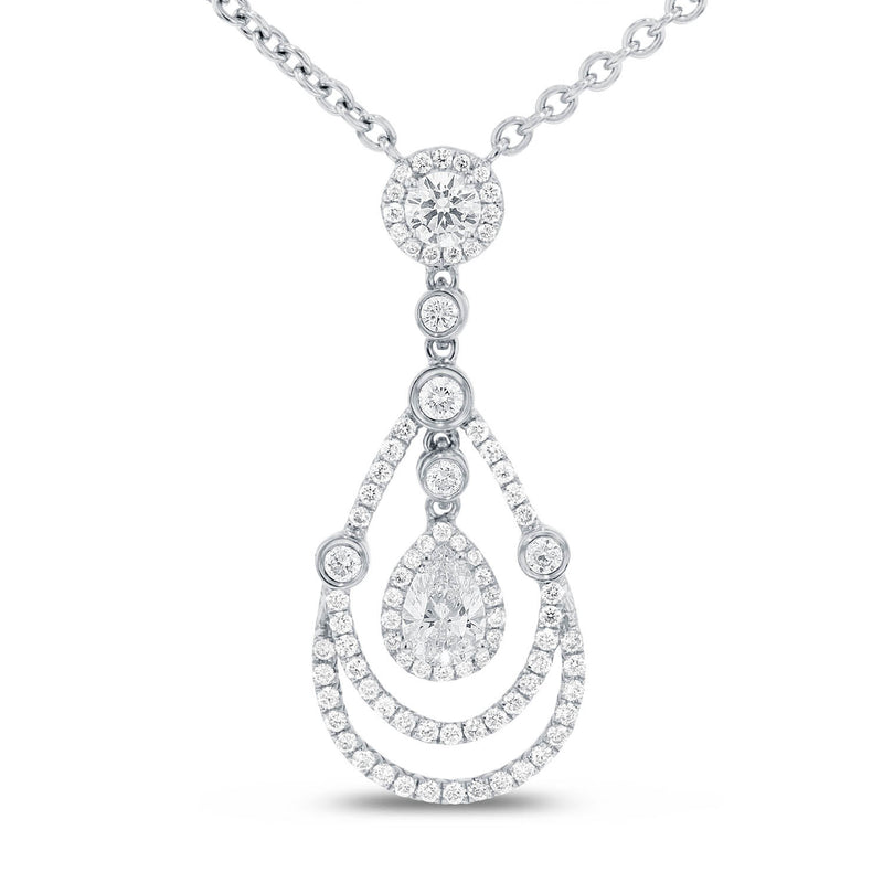 18K White Gold Diamond Pendant, 1.50 Carats - R&R Jewelers 