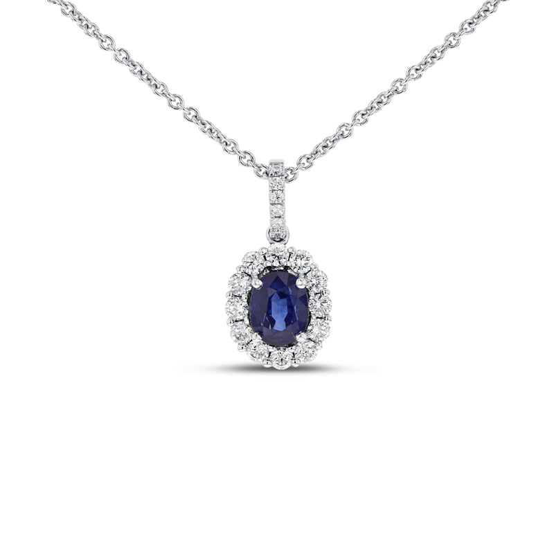Diamond and Sapphire Halo Pendant - R&R Jewelers 