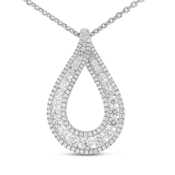 Channel Set Diamond Tear Drop Pendant - R&R Jewelers 