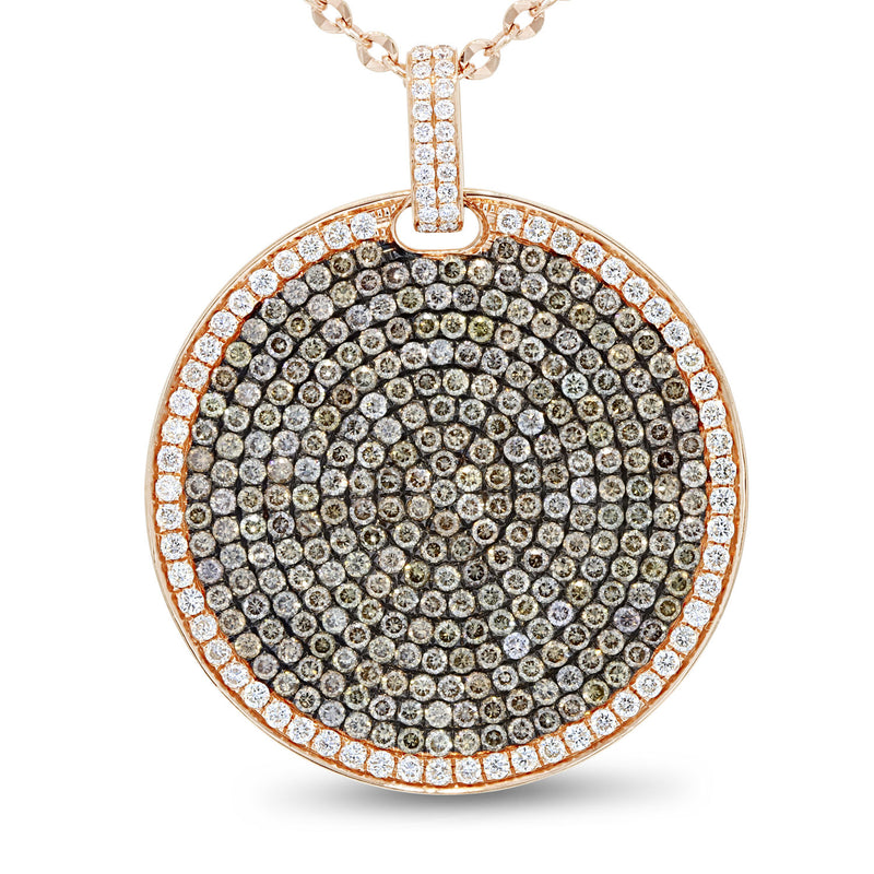 Champagne Diamond Disc Pendant, 4.93 Carats - R&R Jewelers 
