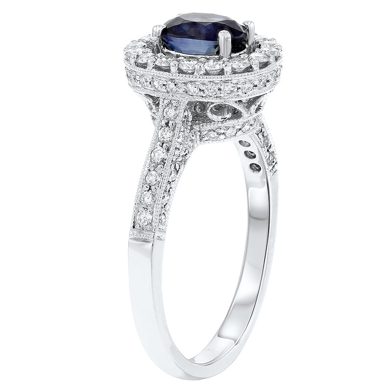 Diamond Halo Sapphire Statement Ring - R&R Jewelers 