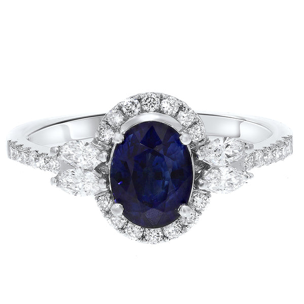 Diamond Halo and Sapphire Fashion Ring - R&R Jewelers 