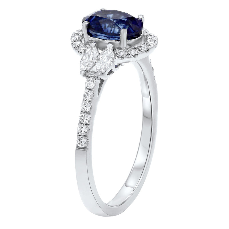 Diamond Halo and Sapphire Fashion Ring - R&R Jewelers 