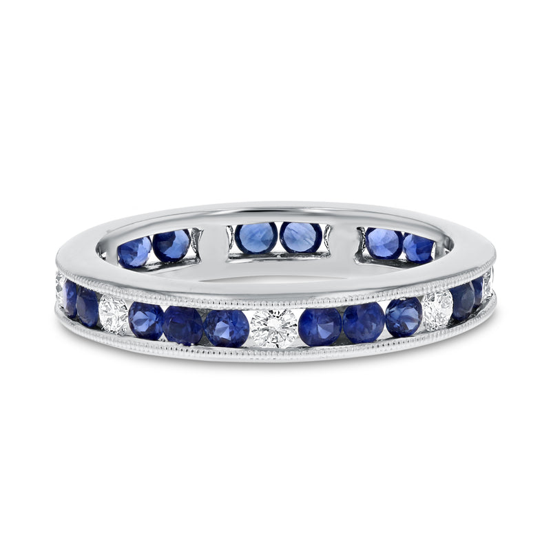 Sapphire White Gold Alternating Eternity Band, 1.36 Carats - R&R Jewelers 