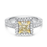 Yellow Diamond Halo Engagement Ring - R&R Jewelers 