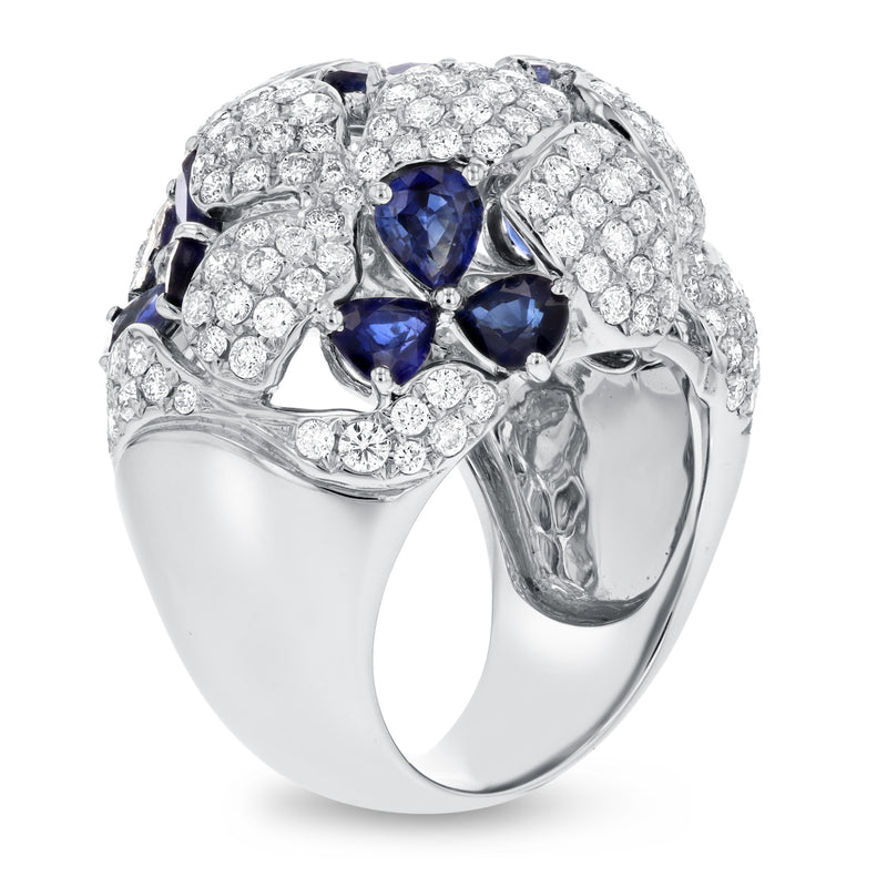 Diamond and Sapphire Floral Ring - R&R Jewelers 