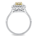 Double Halo Yellow Diamond Engagement Ring - R&R Jewelers 