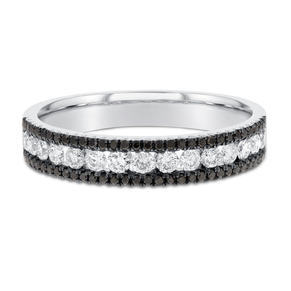 Channel Set White and Black Diamond Band - R&R Jewelers 