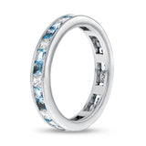 Channel Set Aquamarine and Diamond Eternity Ring - R&R Jewelers 