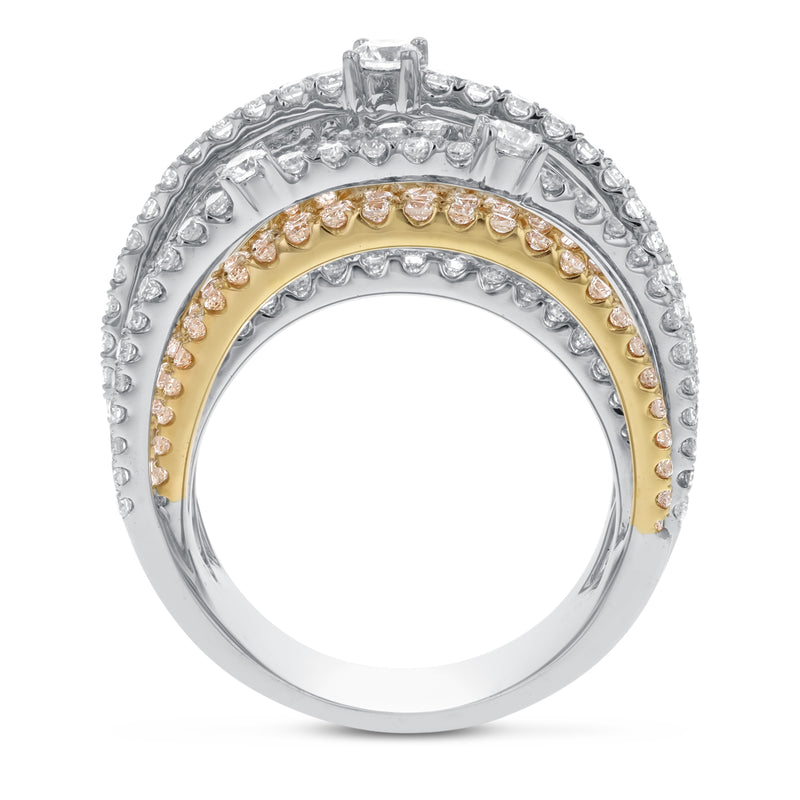 Multi Row Diamond Crossover Ring - R&R Jewelers 