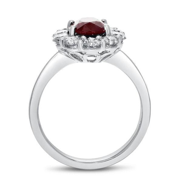 Diamond Halo Ruby Fashion Ring - R&R Jewelers 