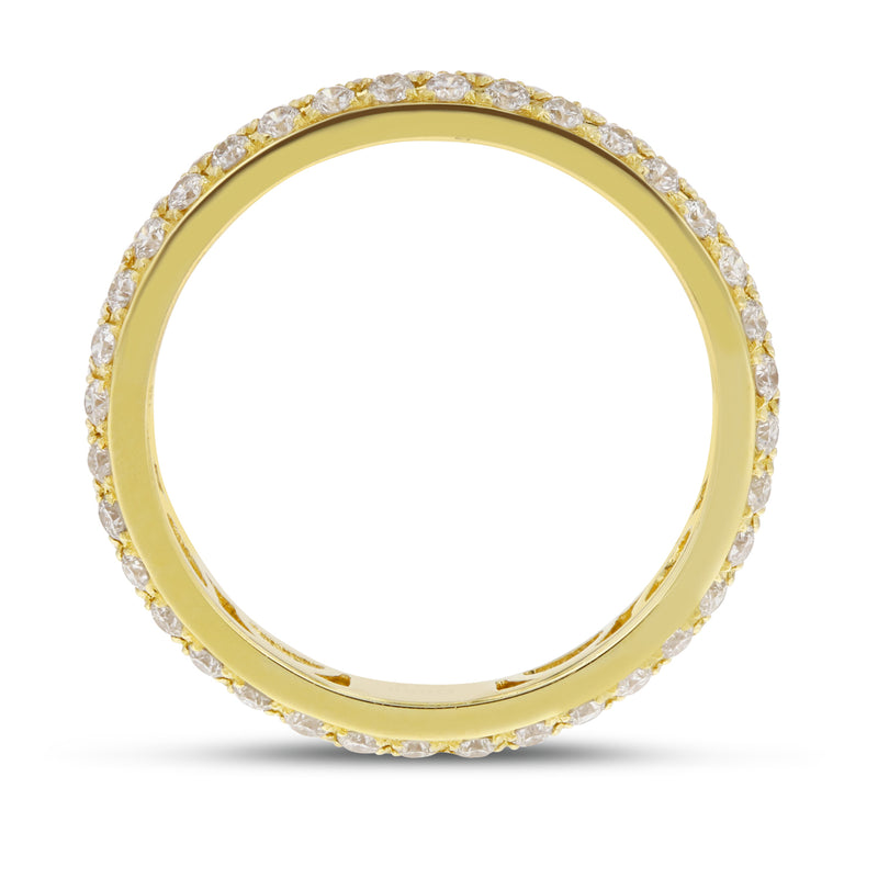 Diamond Yellow Gold 2 Row Micropavé Eternity Band, 0.88 Carats - R&R Jewelers 