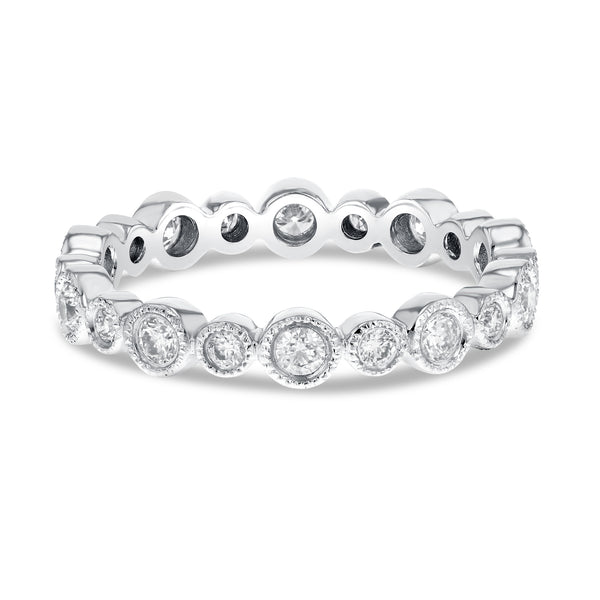Diamond White Gold Bezel Set Ring, 0.69 Carats - R&R Jewelers 