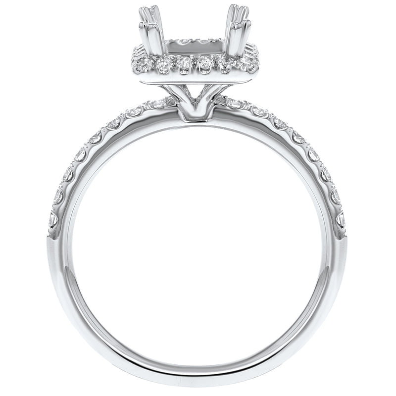 Square Halo Diamond Semi Mount Ring - R&R Jewelers 