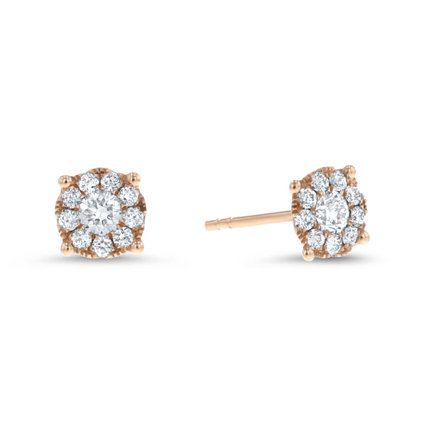 Diamond Cluster Stud Earrings, 0.44 ct - R&R Jewelers 