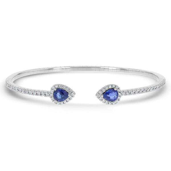 Diamond and Sapphire Cuff Bangle - R&R Jewelers 