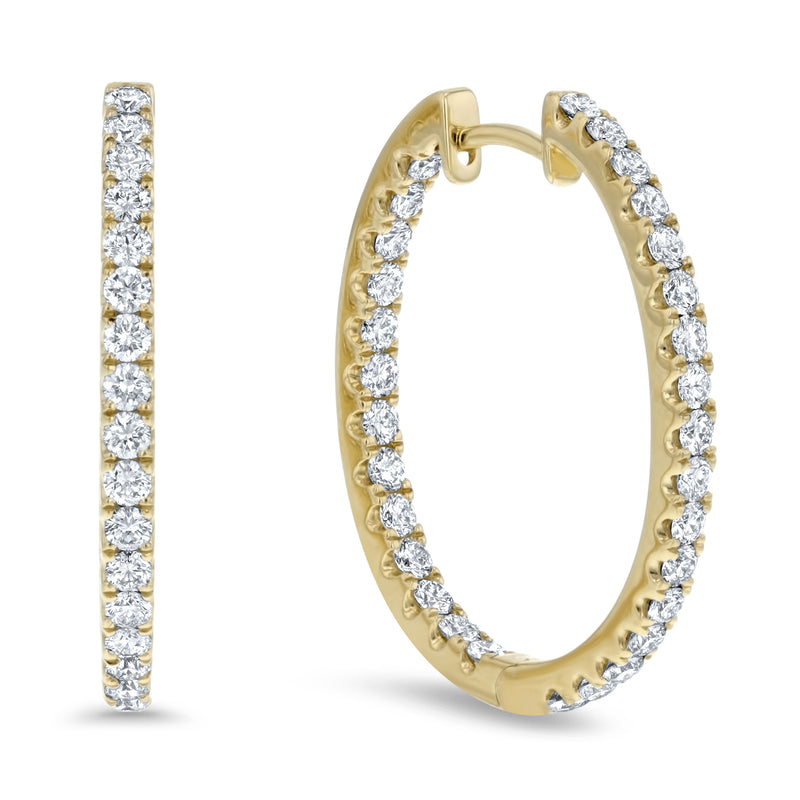 Inside Out Diamond Hoop Earrings, 1.32 ct - R&R Jewelers 