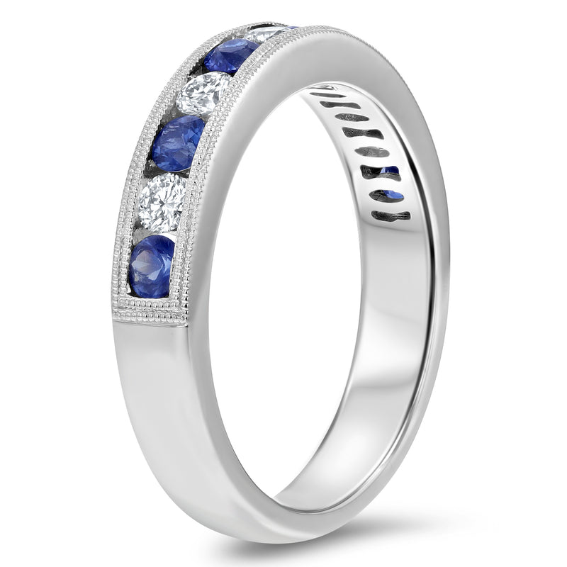 Alternating Channel Set Diamond and Sapphire Ring - R&R Jewelers 